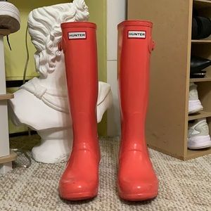 Hunter Original Tall Gloss Rain Boots, Pink Shiver, Size 7 Women’s
